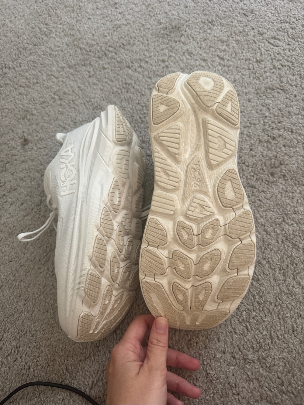 Hoka Women's All-White Athletic Running Shoes - Picture 3 of 4